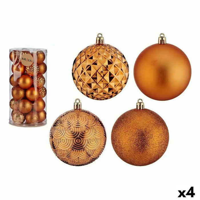 Set of Christmas balls Krist+ Orange PVC 8 cm (4 Units) - Декорация и Осветление<<<Дом Градина<<<BigBuy&&&Коледни