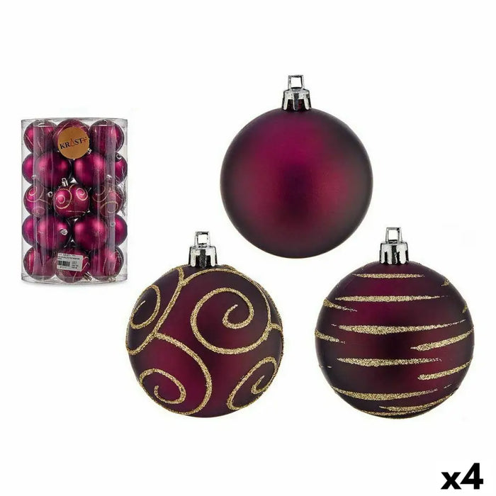 Set of Christmas balls Krist+ Purple PVC Ø 6 cm (4 Units) - Декорация и Осветление<<<Дом Градина<<<BigBuy&&&Коледни