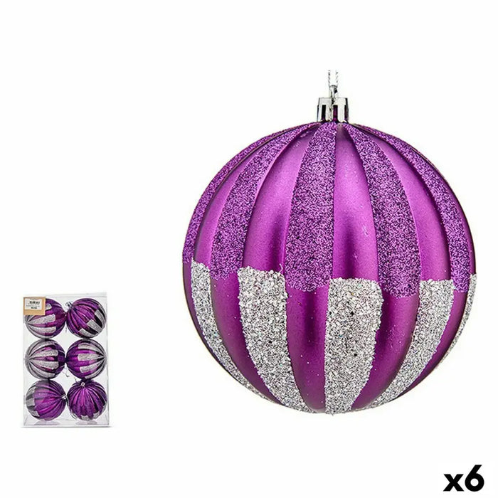 Set of Christmas balls Krist+ Purple Silver PVC 10 cm (6 Units) - Декорация и Осветление<<<Дом
