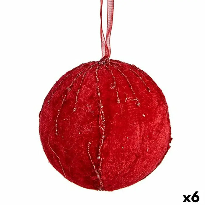 Set of Christmas balls Krist+ Red Polyester (6 Units) - Декорация и Осветление<<<Дом Градина<<<BigBuy&&&Коледни