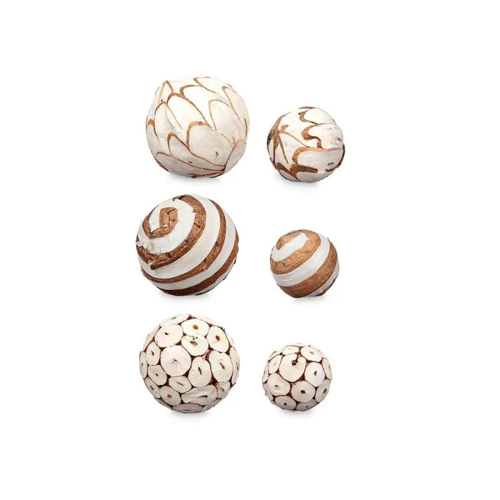 Set of Decorative Balls Gift Decor White Brown 10 x 20 x 10 cm (12 Units) - Други артикули за декорация<<<Декорация и