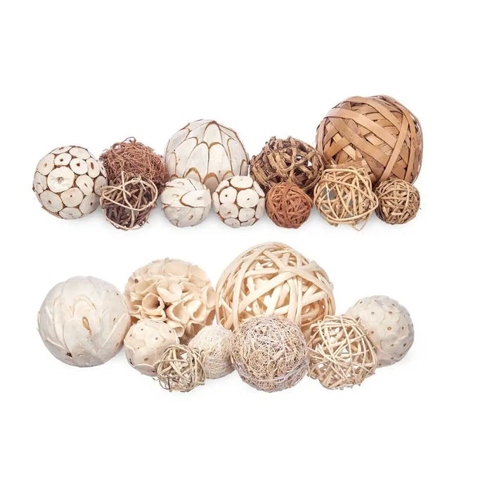 Set of Decorative Balls Gift Decor White Brown 20 x 30 x 10 cm (12 Units) - Декорация и Осветление<<<Дом