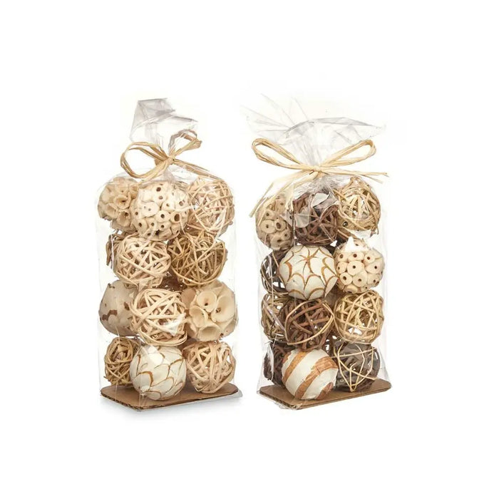 Set of Decorative Balls Gift Decor White Brown 8 x 22 x 8 cm 9 x 25 x 8 cm (12 Units) - Декорация и Осветление<<<Дом