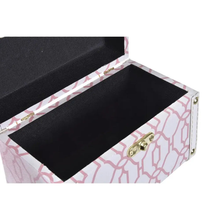Set of decorative boxes DKD Home Decor Canvas Wood Orange White 24 x 18 x 19 cm (2 Units) - Декорация и