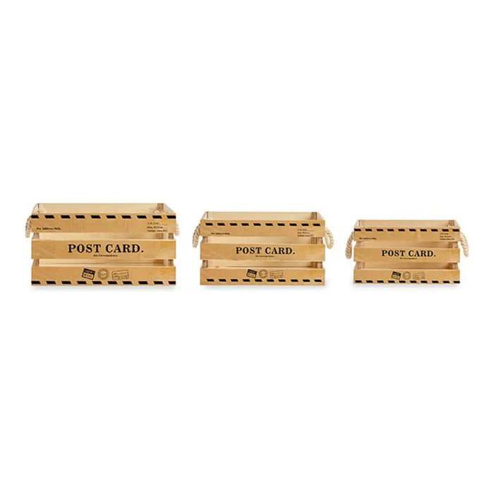 Set of decorative boxes Gift Decor Post Card Brown Wood - Декорация и Осветление<<<Дом Градина<<<BigBuy&&&Други