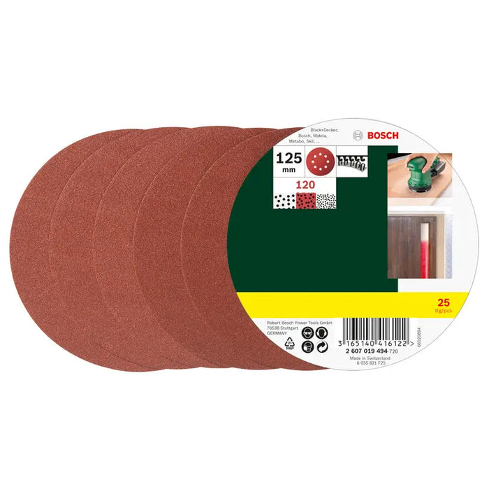 SET OF SANDING PADS 25 PCS. BOSCH K 120 - Шкурки за машинно шлайфане<<<Консумативи за електроинструменти<<<Инструменти