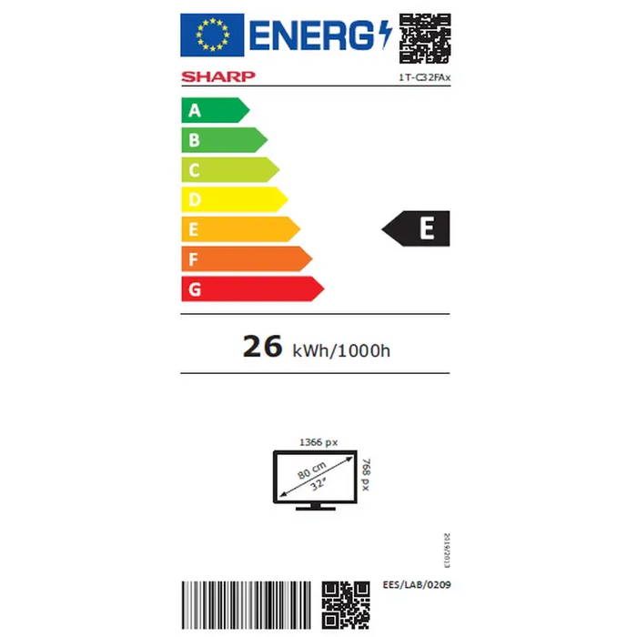 Sharp 32FA2E 32’’ LED HD 1366x768 1 000 000:1 DVB-T/T2/C/S/S2 Active Motion 100 Speaker 2x8W Dolby Digital CI+ 3xHDMI