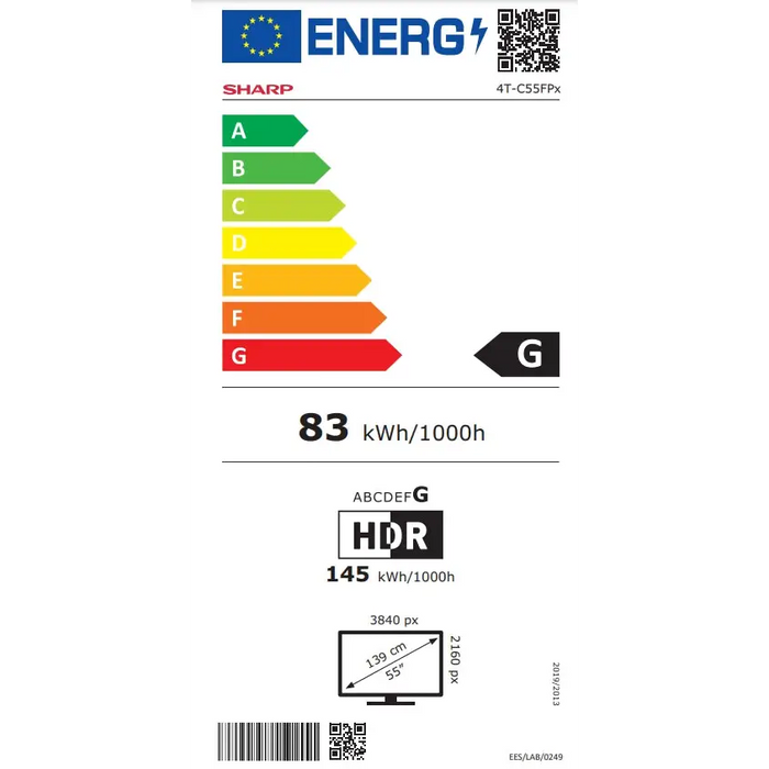 Sharp 55FP1EA TV 139.7 cm (55’’) 4K Ultra HD Smart TV Wi-Fi Silver