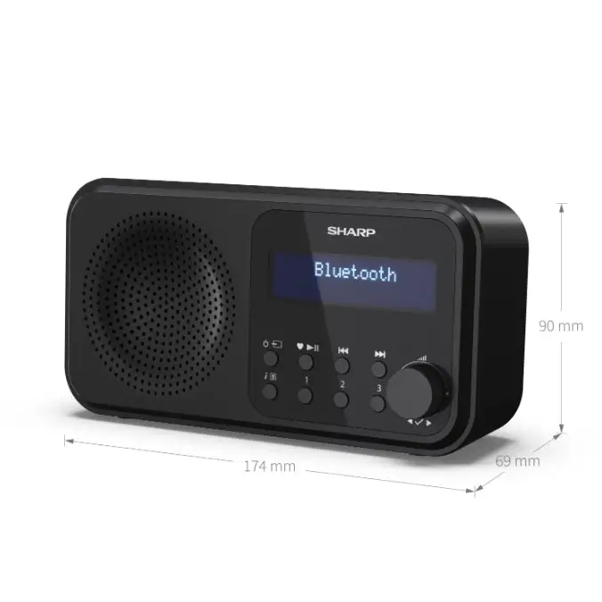 Sharp Radios DR-P420(BK) PORTABLE DIGITAL RADIO Bluetooth 5.0 20 DAB+/DAB/FM Auto time/date LCD Display Dual