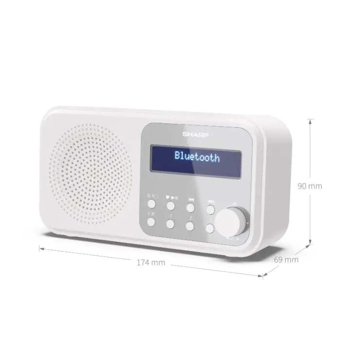 Sharp Radios DR-P420(WH) PORTABLE DIGITAL RADIO Bluetooth 5.0 20 DAB+/DAB/FM Auto time/date LCD Display Dual