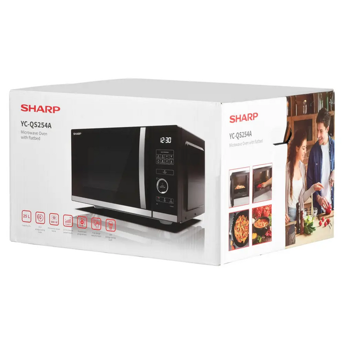 Sharp YC-QS254AE-B microwave Countertop Solo microwave 25 L 900 W Black Stainless steel - Freestanding