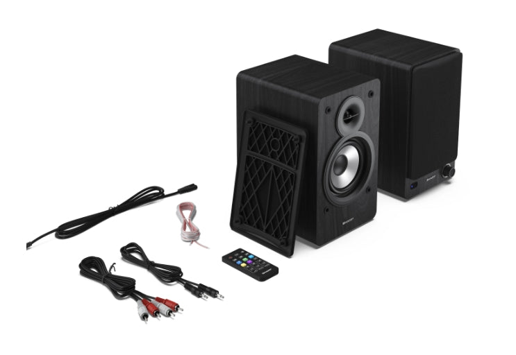 Sharp Audio Systems CP-SS30(BK), Hifi Systems BOOKSHELF SPEAKERS 60W (2 x 30W) RMS 2, Bluetooth v5.0, USB playback, MP3 Audio decoder, RCA L/R In, 3.5mm Aux-in / line-in, Digital optical-in, Wooden speaker, Black