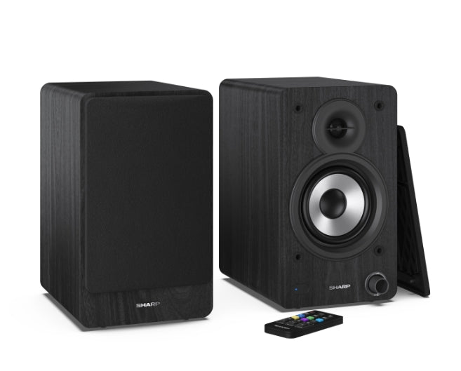 Sharp Audio Systems CP-SS30(BK), Hifi Systems BOOKSHELF SPEAKERS 60W (2 x 30W) RMS 2, Bluetooth v5.0, USB playback, MP3 Audio decoder, RCA L/R In, 3.5mm Aux-in / line-in, Digital optical-in, Wooden speaker, Black