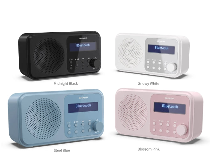 Sharp Radios DR-P420(BK), PORTABLE DIGITAL RADIO, Bluetooth 5.0, 20 DAB+/DAB/FM, Auto time/date, LCD Display, Dual alarm,Micro USB x1 (power supply),3.5mm Headphone jack / line-out, Black