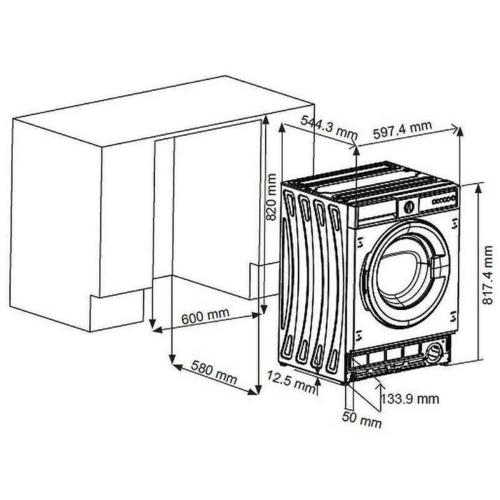 Built-in washing machine Sharp ES-NIB714BWNA-EE , 1400 rpm, 7.00 kg, A , White