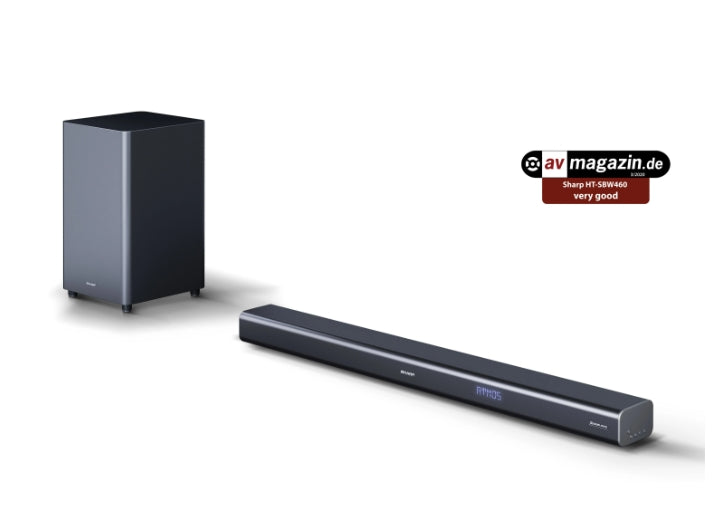 Sharp Soundbar HT-SBW460, 440W 3.1 DOLBY ATMOS Wireless Subwoofer, HDMI & BLUETOOTH, wireless music streaming, HDMI ARC/CEC, USB playback, 3.5mm Aux-in, 4K UHD Pass-Through, Digital Optical Audio Input, Matt black