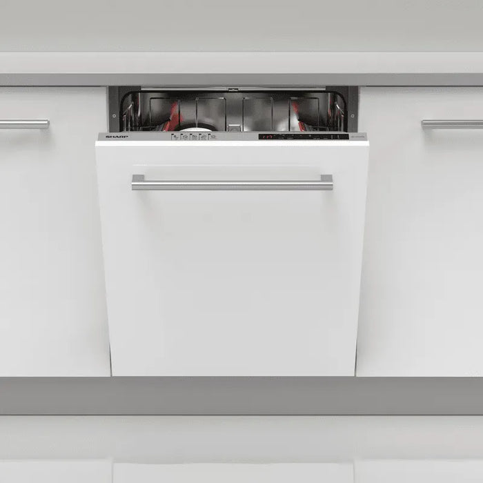 Built-in dishwasher Sharp QW-NI14I47EX, 13 place settings, 600 W, mm, E