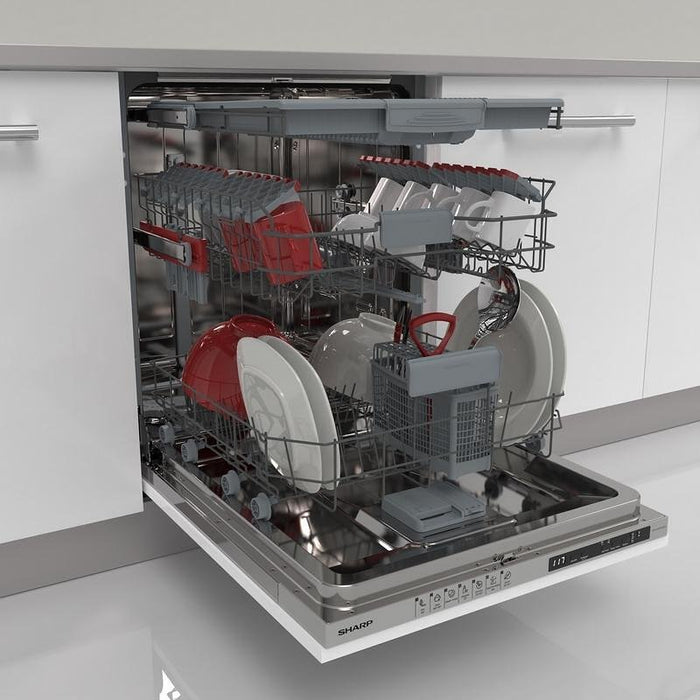 Built-in dishwasher Sharp QW-NI27I47DX***, 15 place settings, 600 W, mm, D