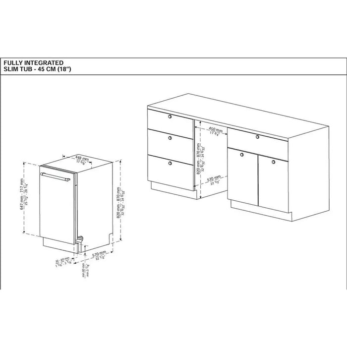 Built-in dishwasher Sharp QW-NS14I49EX, 10 place settings, 45 W, mm, E