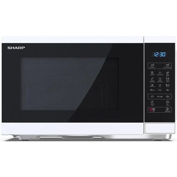 Sharp YC-MG252AE-W, Fully Digital, Built-in microwave grill, Grill Power: 1000W, Plastic and Glass/Painted, 25l, 900 W, Housing Material Microwave-Steel, LED Display Blue, Timer & Clock function, Child lock, Defrost, Cabinet Colour: White