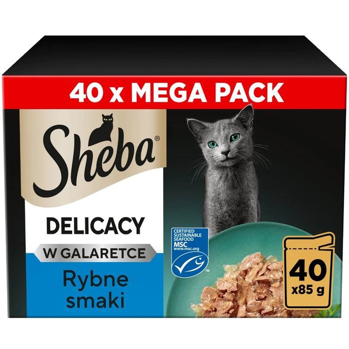 SHEBA Delicacy Fish Flavours in Jelly – wet cat food – 40×85g