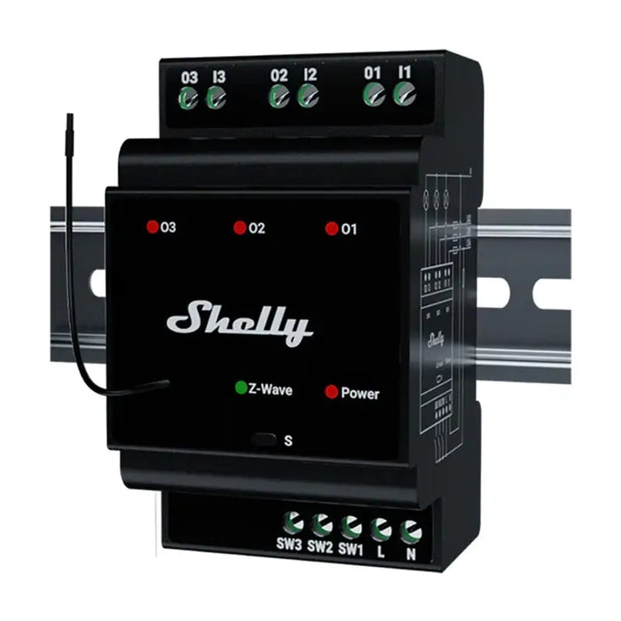 Shelly Qubino Wave Pro 3 Z-Wave 3 channel DIN rail relay - Smart controllers<<<Control devices<<<Smart