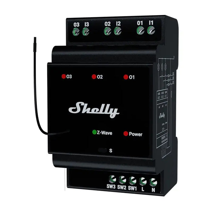 Shelly Qubino Wave Pro 3 Z-Wave 3 channel DIN rail relay - Smart controllers<<<Control devices<<<Smart