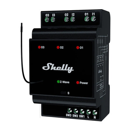 Shelly Qubino Wave Pro 3 Z-Wave 3 channel DIN rail relay