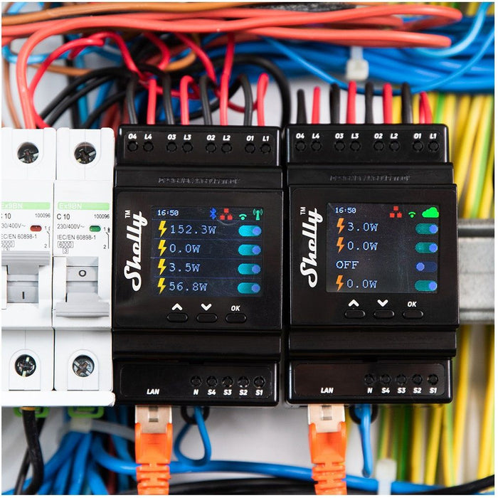 Shelly Pro 4PM DIN Rail 4-channel Relay, WiFi (Power measurement)