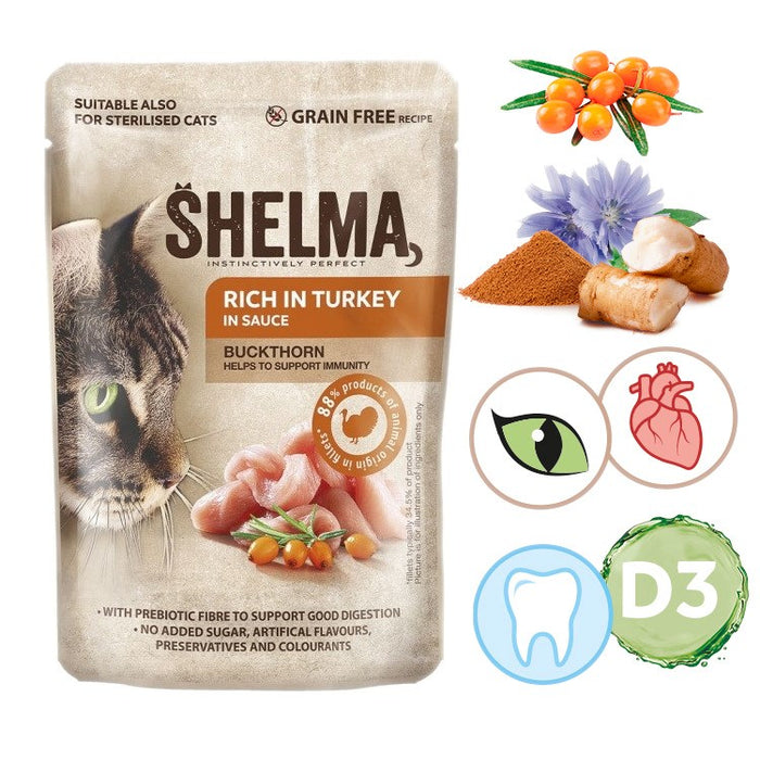 SHELMA Rich in turkey in sauce - wet cat food - 85g
