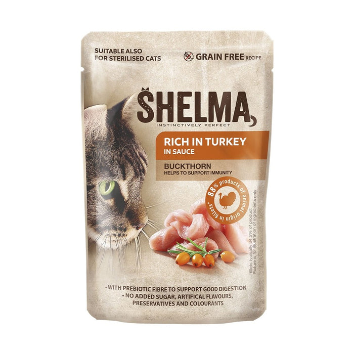 SHELMA Rich in chicken, turkey, beef and duck - wet cat food - 4x85g