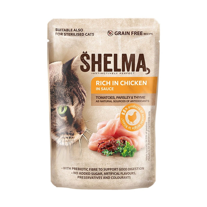 SHELMA Rich in chicken, turkey, beef and duck - wet cat food - 4x85g