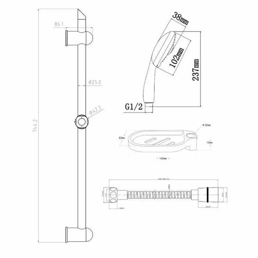Shower Column Rousseau Stainless steel 2 m 3 Positions 60 cm - Аксесоари и кранчета<<<Баня<<<Дом Градина<<<BigBuy