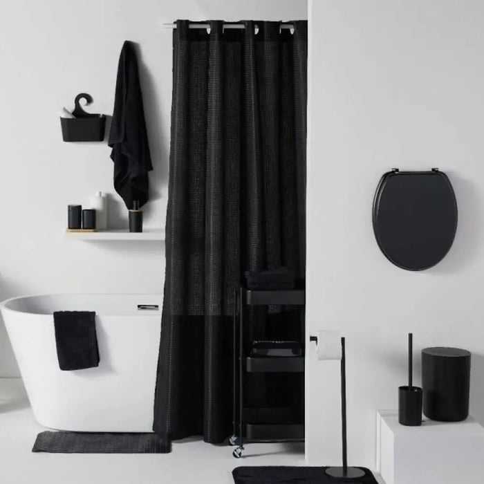 Shower Curtain TODAY Black Polyester 180 x 200 cm (12 Units) - Баня<<<Дом Градина<<<BigBuy&&&Завеси и