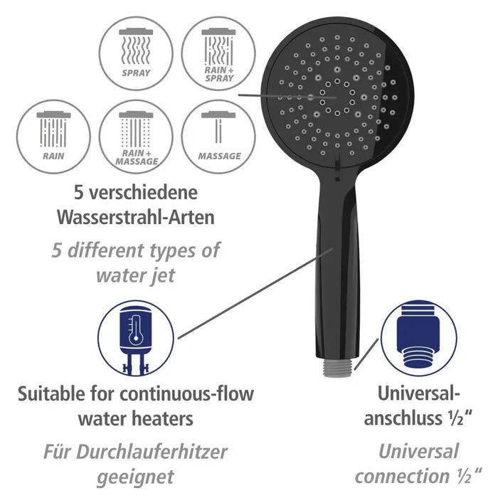 Shower Set Wenko Young Line 25451100 Matte back Stainless steel Ø 19 mm 66 cm - Баня<<<Дом Градина<<<BigBuy&&&Аксесоари