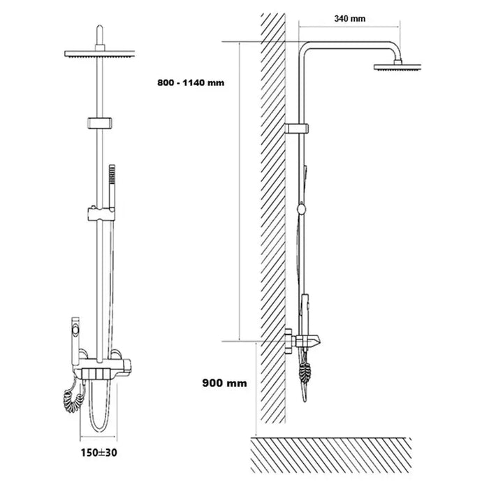 SHOWER SYSTEM PIANO KEY SYNCHRO SKL-205308 GR - Душ системи колони<<<Смесители и душове<<<Баня<<<Praktiker