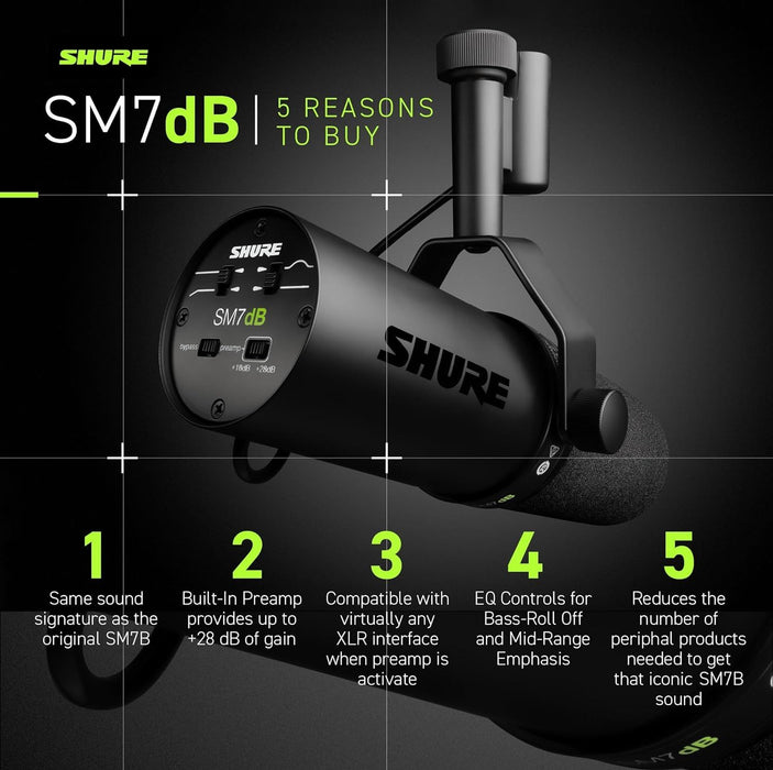 Shure SM7dB - dynamic vocal microphone with built-in preamplifier
