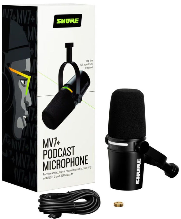Shure MV7+-K - Lecture/vocal microphone with XLR/USB-C connector, black