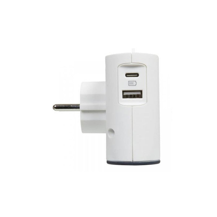 SIDE ADAPTER 2x2P + USB A + C LEGRAND - WHITE/GRAY - Разклонители и адаптери<<<Електроматериали<<<AmperelB2B
