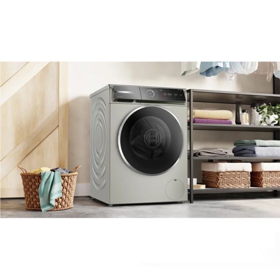 Washing machine BOSCH WGB2560X1, 10 kg, 1600 rpm. Silver stainless steel