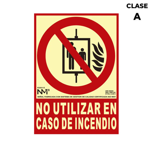 Sign Normaluz No utilizar en caso de incendio PVC - Декорация и Осветление<<<Дом Градина<<<BigBuy&&&Картини и