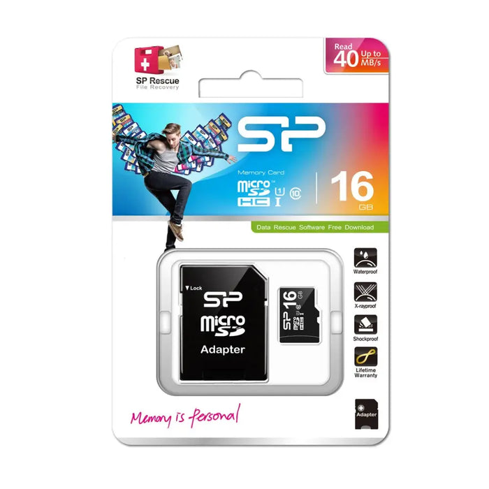 Silicon Power SP016GBSTH010V10SP memory card 16 GB MicroSDHC UHS-I Class 10 - SecureDigital flash