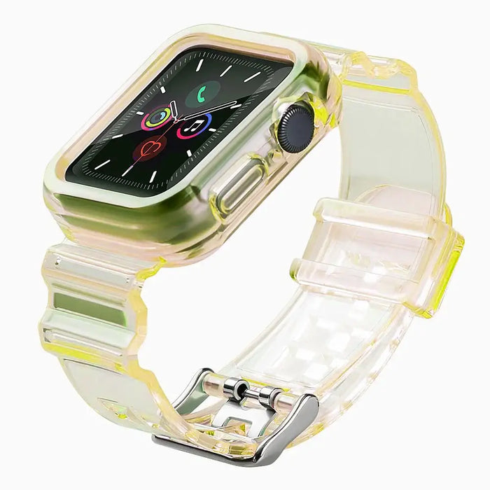 Silicone Band Strap Bracelet Case Strap Light Set for Apple Watch 38mm - Yellow - Smartwatch straps