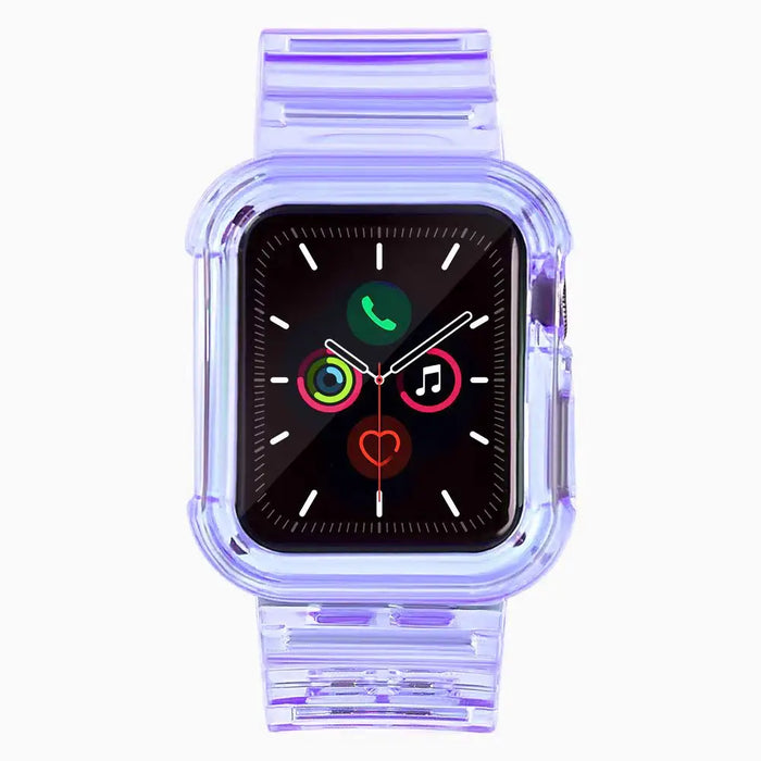Silicone Band Strap Bracelet Case Strap Light Set for Apple Watch 38mm - Purple - Smartwatch straps