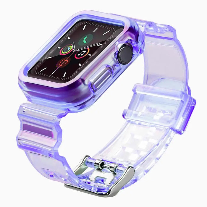 Silicone Band Strap Bracelet Case Strap Light Set for Apple Watch 40mm - Purple - Smartwatch straps