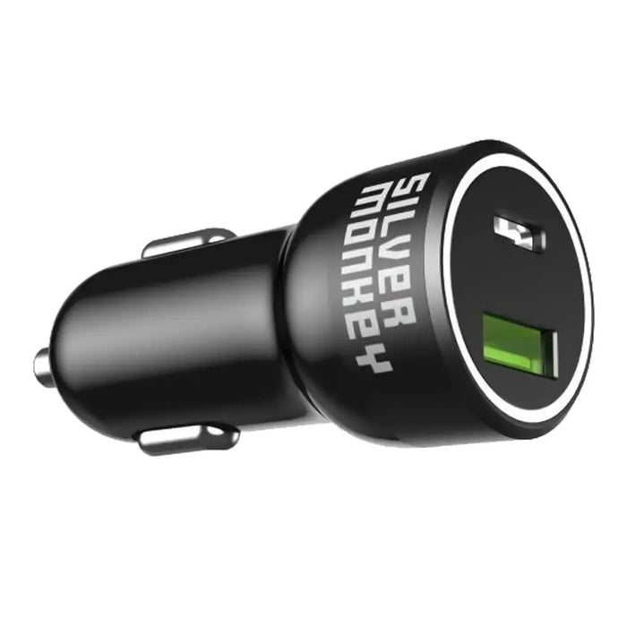 Silver Monkey SMA078 car charger 1xUSB-C 1xUSB-A 45W PD QC - black - Cell phone USB charger<<<HurtelXML