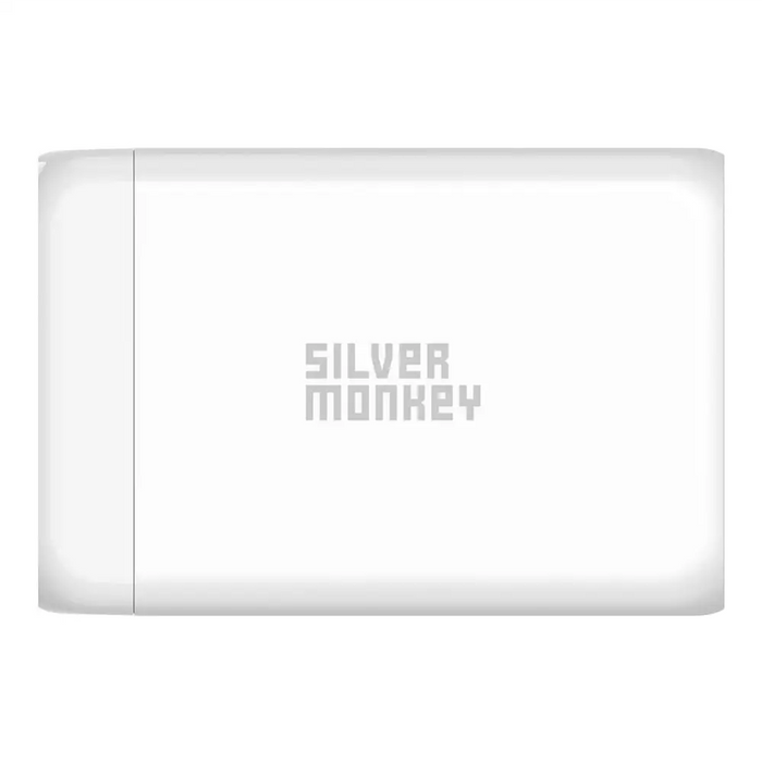 Silver Monkey SMA152 130W GaN charger 3xUSB-C PD USB-A QC 3.0 with detachable power cable - white - Cell phone USB