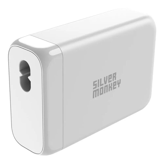 Silver Monkey SMA152 130W GaN charger 3xUSB-C PD USB-A QC 3.0 with detachable power cable - white - Cell phone USB