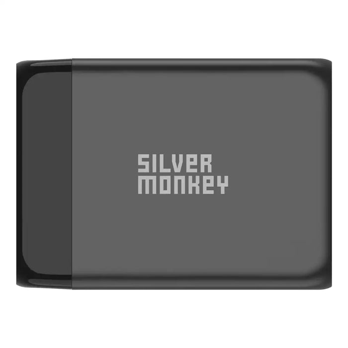 Silver Monkey SMA155 200W GaN charger 3xUSB-C PD USB-A QC 3.0 with detachable power cable - black - Cell phone USB
