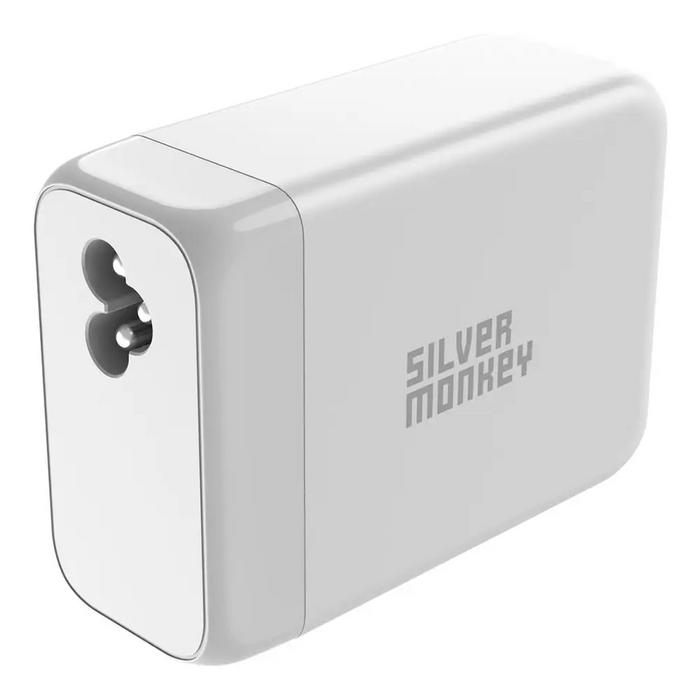 Silver Monkey SMA156 200W GaN charger 3x USB-C PD USB-A QC 3.0 with detachable power cable - white - Cell phone USB